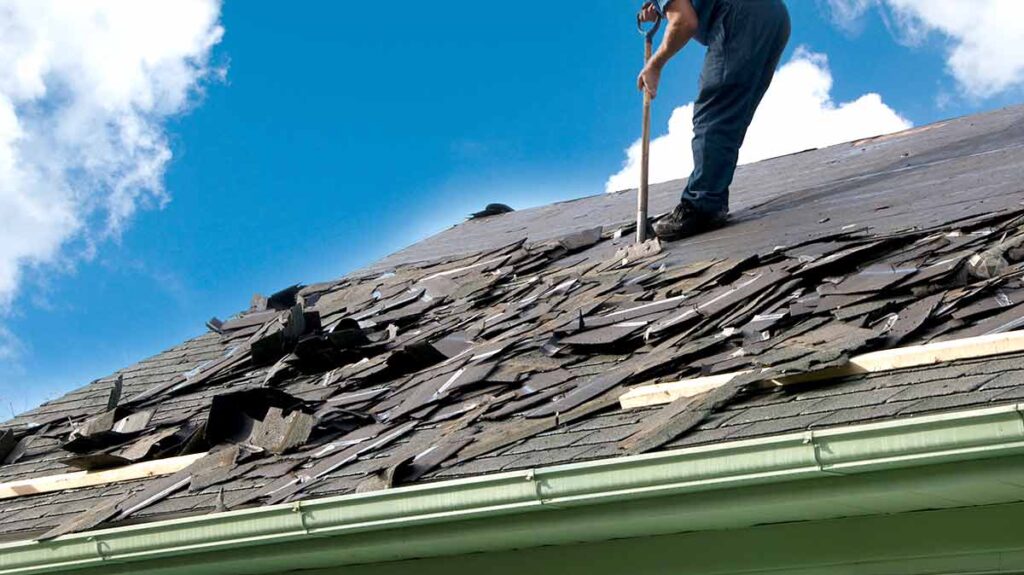 Removal of damaged shingle roof